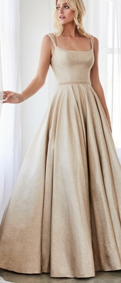 CHAMPAGNE GOLD GLITTER BALL GOWN NWT - Picture 1 of 8